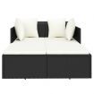 Sunbed with Cushions Black 182x118x63 cm Poly Rattan