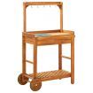 Garden Kitchen Trolley Solid Wood Acacia 92x43.5x141.5 cm