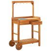 Garden Kitchen Trolley Solid Wood Acacia 92x43.5x141.5 cm