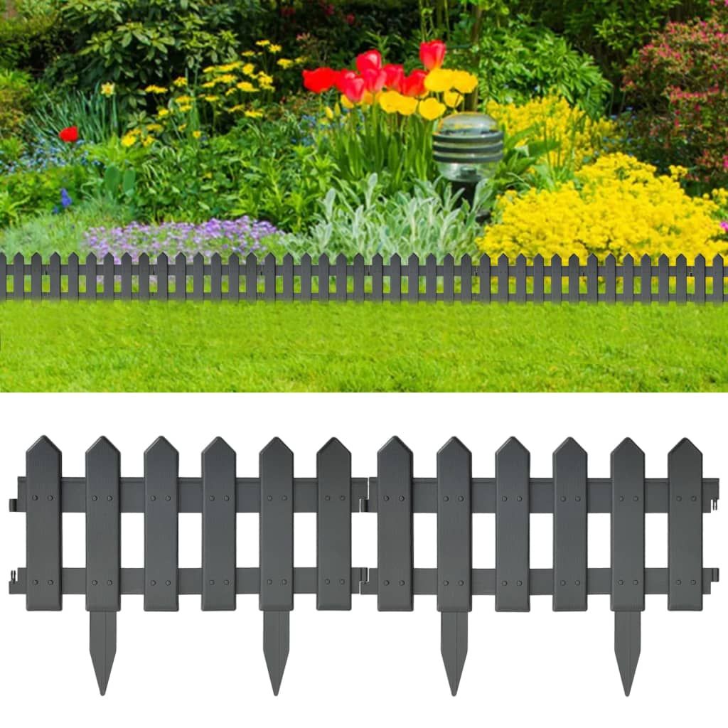 Lawn Edgings 25 pcs Anthracite 10 m PP