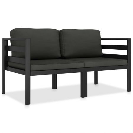 2 Piece Garden Sofa Set with Cushions Aluminium Anthracite