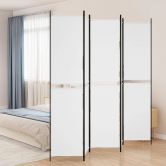 5-Panel Room Divider White 250x220 cm Fabric