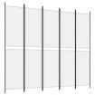 5-Panel Room Divider White 250x220 cm Fabric