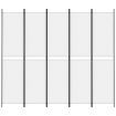 5-Panel Room Divider White 250x220 cm Fabric