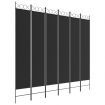 6-Panel Room Divider Black 240x220 cm Fabric