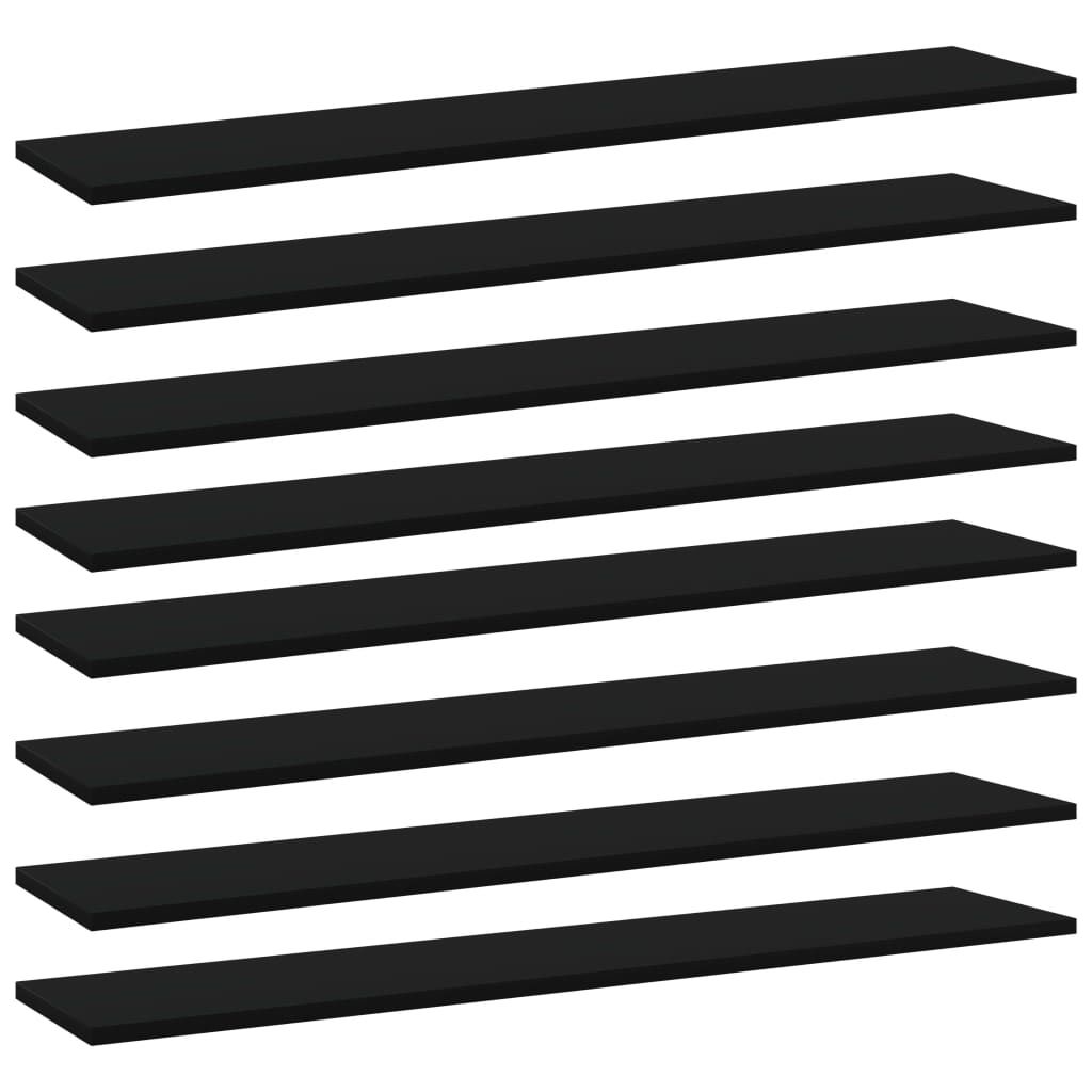 Bookshelf Boards 8 pcs Black 100x20x1.5 cm Engineered Wood