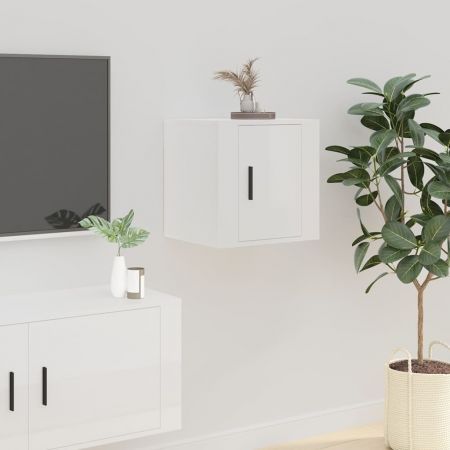 Wall Mounted TV Cabinet High Gloss White 40x34.5x40 cm