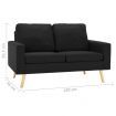 2-Seater Sofa Black Fabric