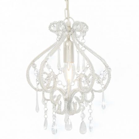 Ceiling Lamp with Beads White Round E14