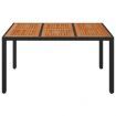 Garden Table with Wooden Top Black 150x90x75 cm Poly Rattan