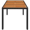 Garden Table with Wooden Top Black 150x90x75 cm Poly Rattan