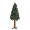 Slim Christmas Tree with Real Wood and Cones Green 180 cm PVC