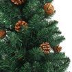 Slim Christmas Tree with Real Wood and Cones Green 180 cm PVC