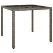 Garden Table 90x90x75 cm Tempered Glass and Poly Rattan Grey