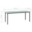Garden Table Light Grey 190x90x74 cm Aluminium and Glass