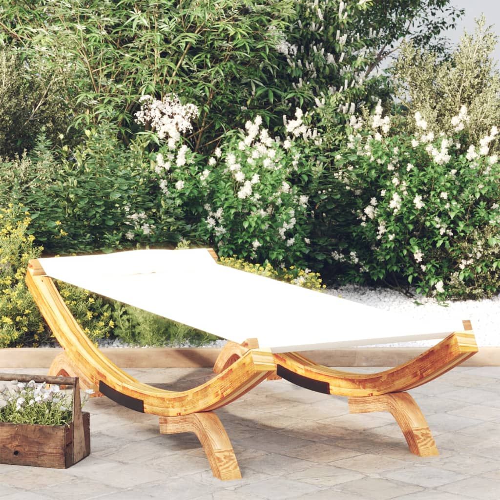 Outdoor Lounge Bed 100x188.5x44 cm Solid Bent Wood Cream