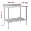 Kitchen Work Table with Backsplash 100x60x93 cm Stainless Steel