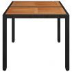 Garden Table with Wooden Top Black 90x90x75 cm Poly Rattan