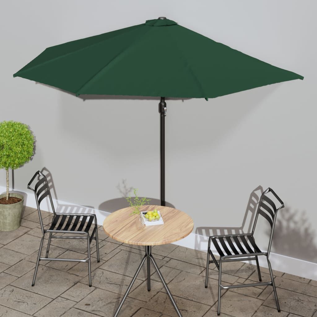 Balcony Parasol with Aluminium Pole Green 300x155 cm Half