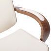 Swivel Office Chair with Headrest Cream Faux Leather and Bentwood