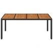 Garden Table with Wooden Top Black 190x90x75 cm Poly Rattan