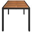 Garden Table with Wooden Top Black 190x90x75 cm Poly Rattan