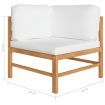 2-seater Garden Bench with Cream Cushions Solid Teak Wood