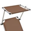 Folding Sun Lounger with Roof Aluminium and Textilene Brown