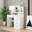 Dressing Table Vanity Mirror Dresser Makeup Desk With 3 Drawers 3 Storage Shelves Bedroom Furniture White Modern