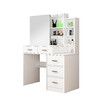 Dressing Table Vanity Mirror Dresser Makeup Desk With 3 Drawers 3 Storage Shelves Bedroom Furniture White Modern