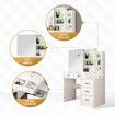 Dressing Table Vanity Mirror Dresser Makeup Desk With 3 Drawers 3 Storage Shelves Bedroom Furniture White Modern