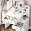 Dressing Table Vanity Mirror Dresser Makeup Desk With 3 Drawers 3 Storage Shelves Bedroom Furniture White Modern