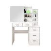 Dressing Table Vanity Mirror Dresser Makeup Desk With 3 Drawers 3 Storage Shelves Bedroom Furniture White Modern