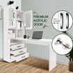 White Computer Desk Bookcase Office Study Writing Laptop Table Shelving Bookshelf Workstation with Drawers Shelves Cabinets