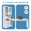 White Computer Desk Bookcase Office Study Writing Laptop Table Shelving Bookshelf Workstation with Drawers Shelves Cabinets