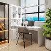 White Computer Desk Bookcase Office Study Writing Laptop Table Shelving Bookshelf Workstation with Drawers Shelves Cabinets