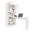 White Computer Desk Bookcase Office Study Writing Laptop Table Shelving Bookshelf Workstation with Drawers Shelves Cabinets