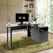 Computer Office Desk Study Writing Laptop Table Bookcase Black Workstation Bookshelf Shelving Storage Unit with Drawers Shelves