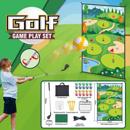 Golf Chipping Game with Sticky Balls fun Game Mat Indoor OutdoorGolf Game Set for Children Over 3 Years Old and Adults  Golf Clubs