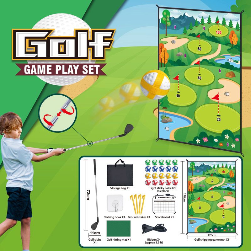 Golf Chipping Game with Sticky Balls fun Game Mat Indoor OutdoorGolf Game Set for Children Over 3 Years Old and Adults  Golf Clubs