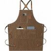 Waterproof Chef Aprons for Men Women with Large Pockets Cotton Canvas Cross Back Adjustable Work Apron Size M to XXL(Brown)