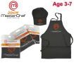 Junior Masterchef 4 Kids Who Cook Apron and Chef Hat - Ages 3 - 7 Years - Black