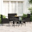 6 Piece Garden Lounge Set with Cushions Black Poly Rattan