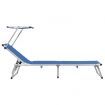 Folding Sun Lounger with Roof Aluminium and Textilene Blue