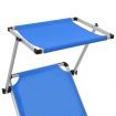 Folding Sun Lounger with Roof Aluminium and Textilene Blue