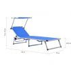 Folding Sun Lounger with Roof Aluminium and Textilene Blue