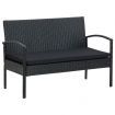 4 Piece Garden Lounge Set with Cushions Poly Rattan Black
