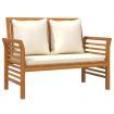 2 Piece Garden Lounge Set with Cream White Cushions Solid Wood