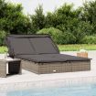 2-Person Sunbed with Foldable Roof Grey 213x118x97 cm Poly Rattan