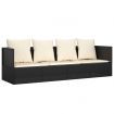 Outdoor Lounge Bed with Cushions Black Poly Rattan